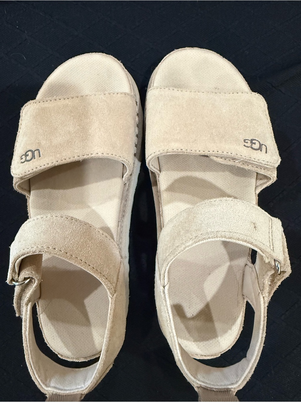 UGG Womens Beige Suede Adjustable Strap Sandals